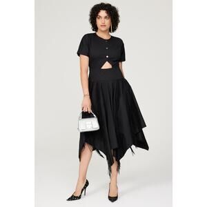 Bibhu Mohapatra Collective Cutout Fringe Dress Women's Plus 14 Black RTR